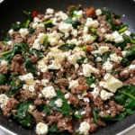 Ground Beef and Spinach Skillet with Feta