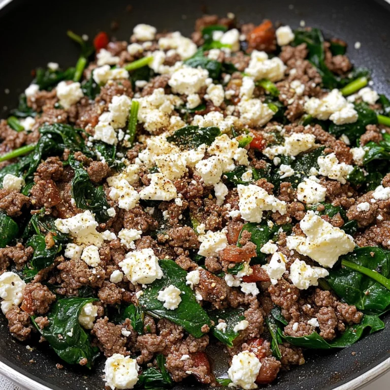 Ground Beef and Spinach Skillet with Feta