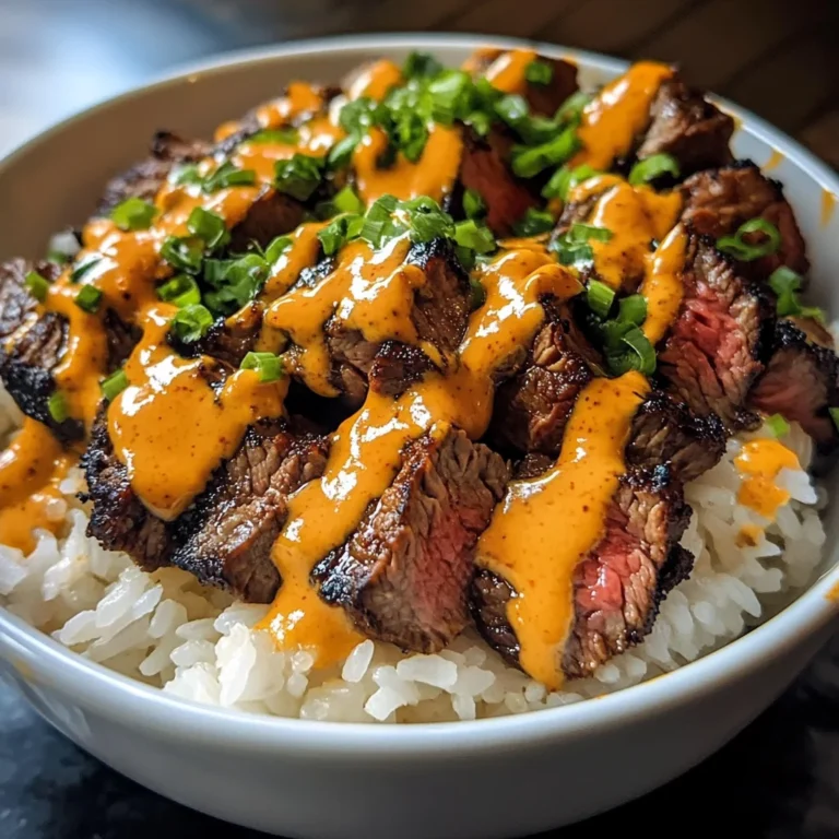 Korean BBQ Steak Rice Bowls with Spicy Cream Sauce