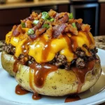 Loaded Bbq Turkey Bacon Cheeseburger Potato Volcanos