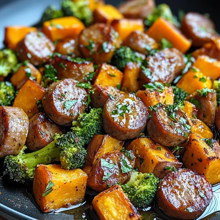 Sheet Pan Sausage and Sweet Potatoes with Honey Garlic Sauce