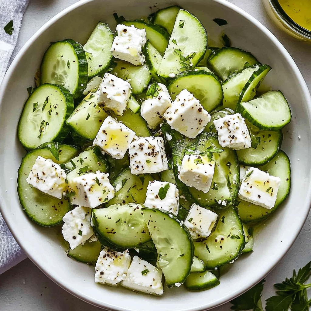 Cucumber Feta Salad with Lemon Greek Vinaigrette