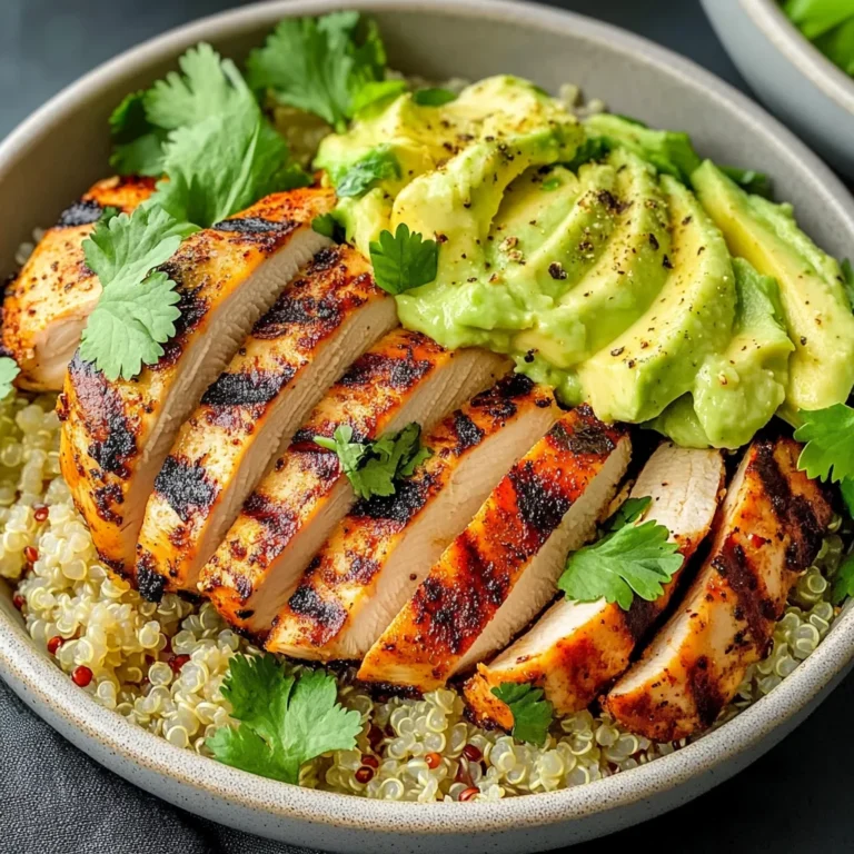 Grilled Chicken Quinoa Bowls with Avocado Sauce Delight!
