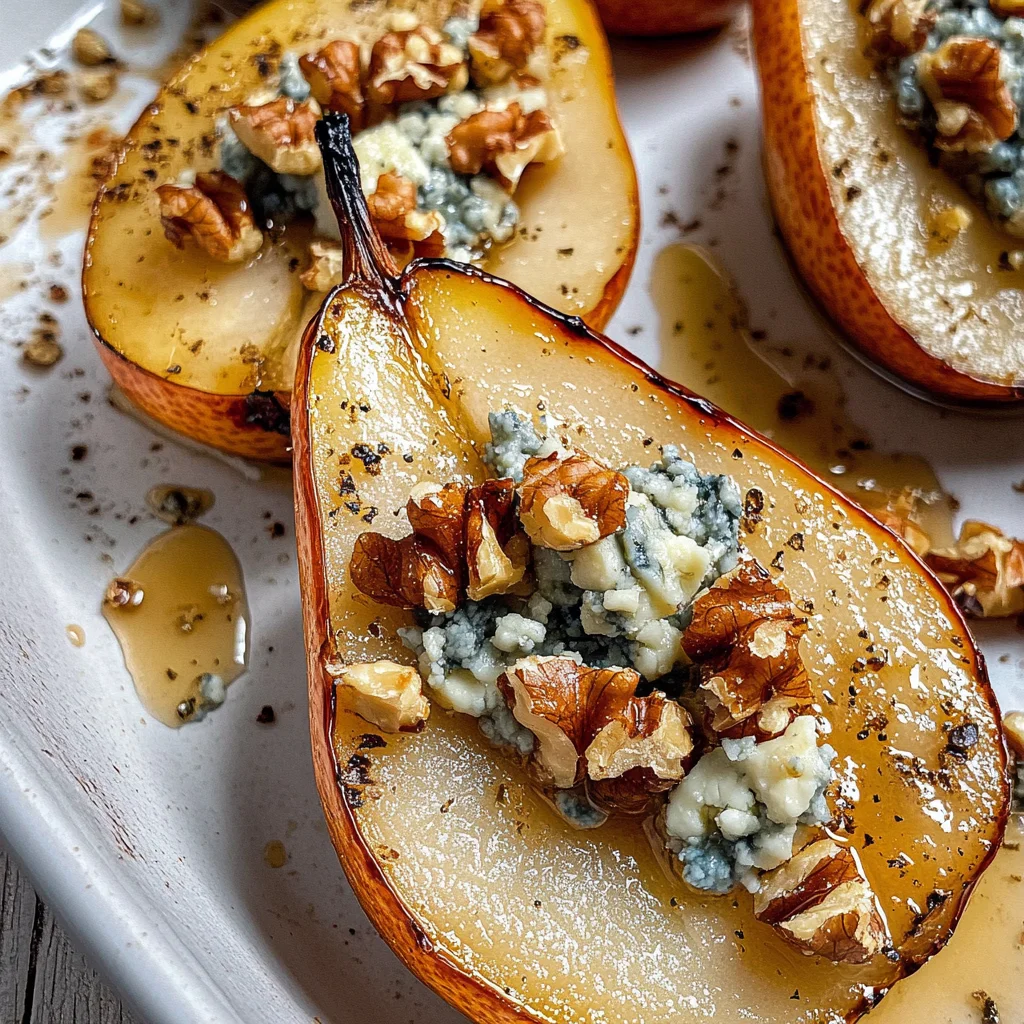 Roasted Pears with Blue Cheese, Walnuts and Honey Recipe