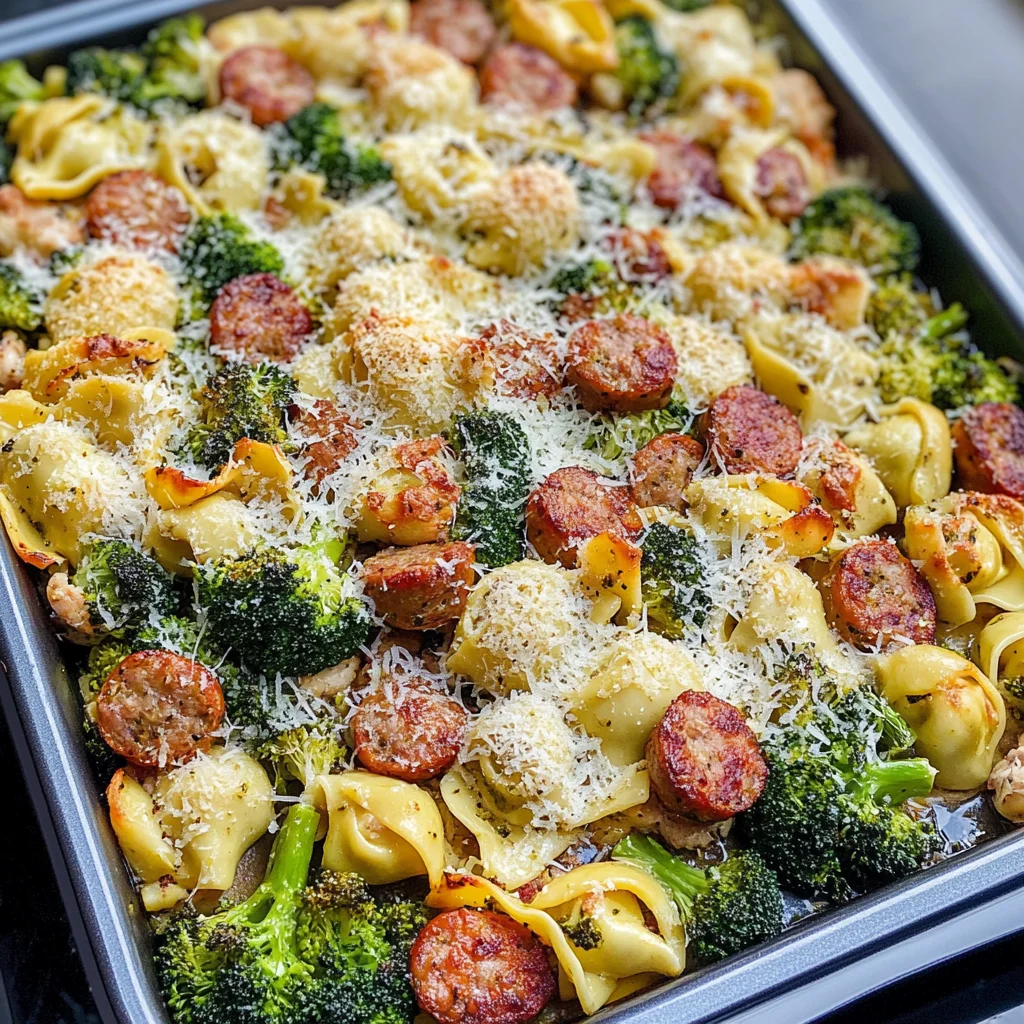 Sheet Pan Broccoli Tortellini Bake