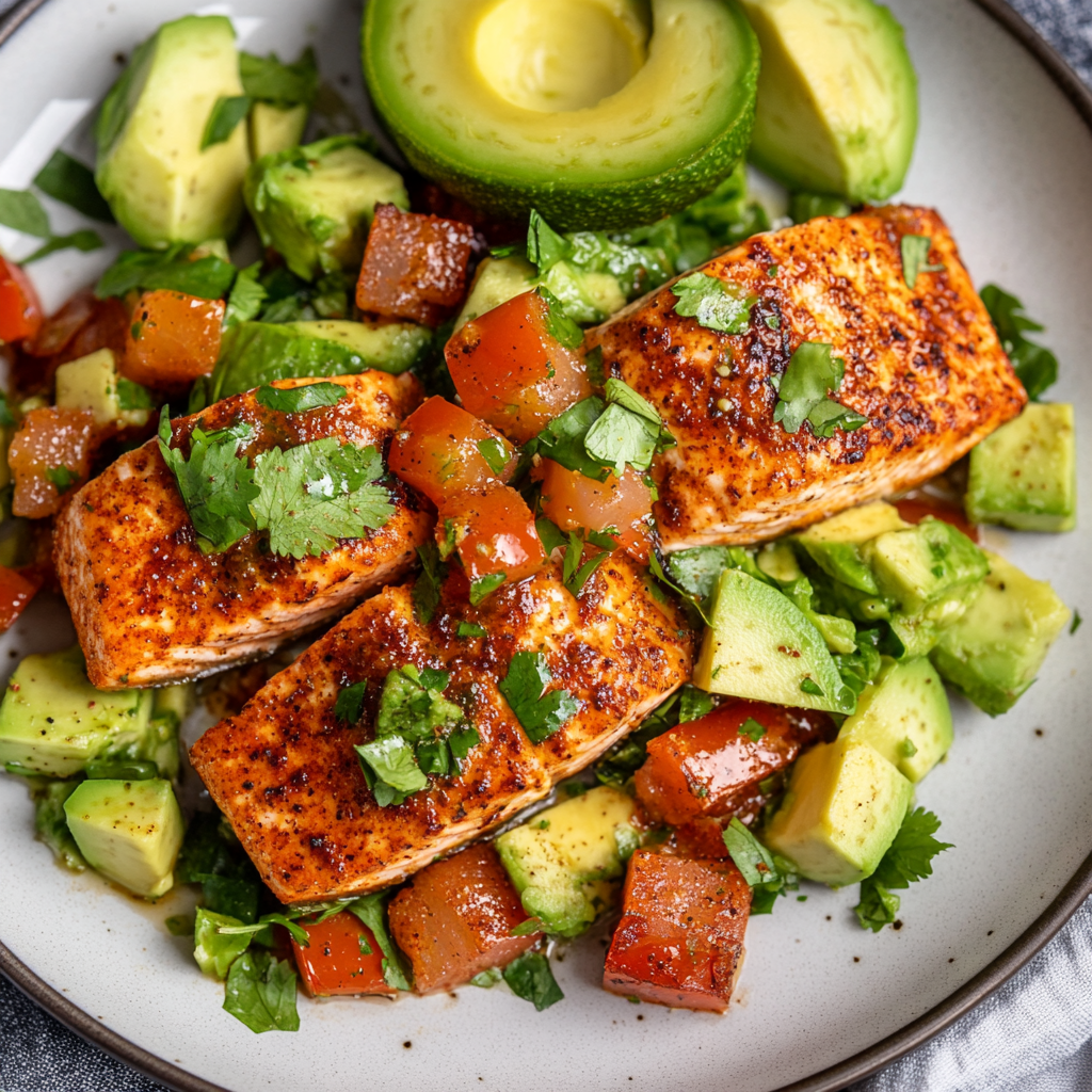 Baked Cajun Salmon with Avocado