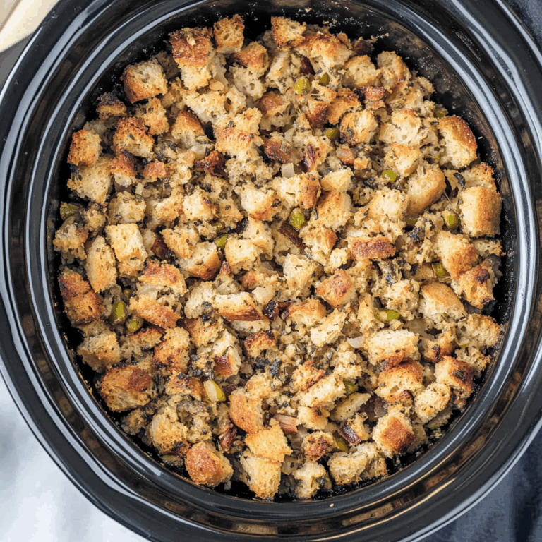 5-Ingredient Slow Cooker Dressing – Easy Stuffing Recipe for Crockpot, Oven-Baked, & Freezer