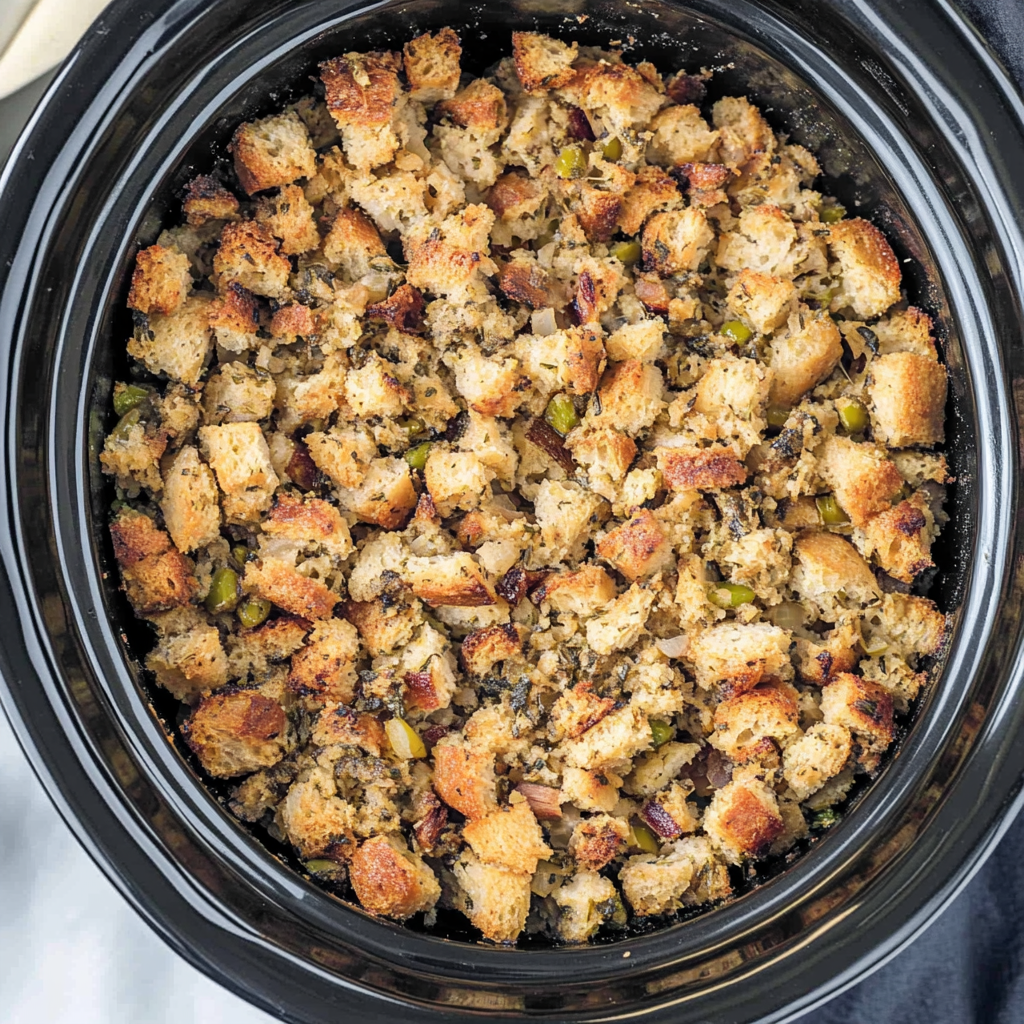 5-Ingredient Slow Cooker Dressing – Easy Stuffing Recipe for Crockpot, Oven-Baked, & Freezer