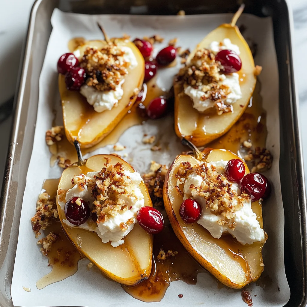 Baked Pears with Goat Cheese, Honey, and Cranberries