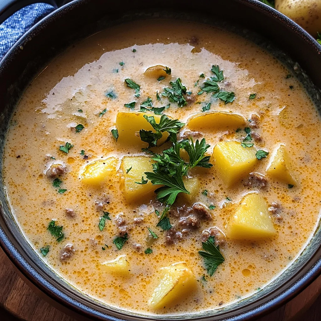 Cheesy Beef and Potato Soup