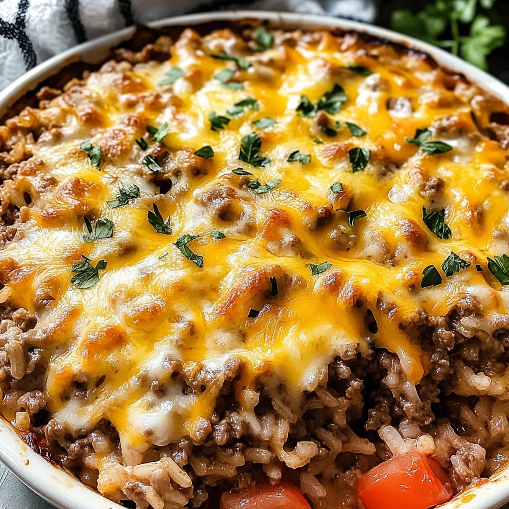 Cheesy Hamburger Rice Casserole