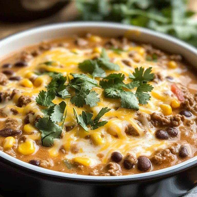 Creamy Cheesy Ground Beef Taco Soup Recipe