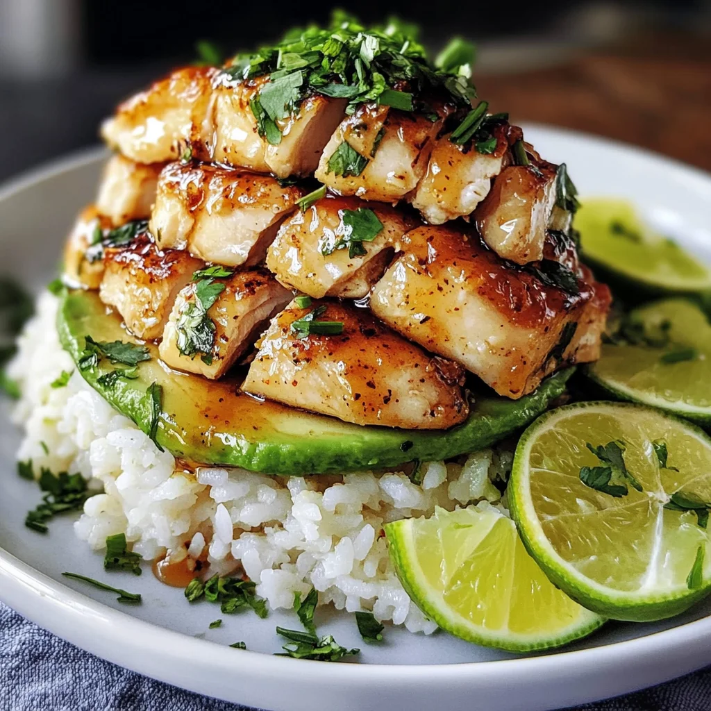 Honey Lime Chicken & Avocado Rice Stack