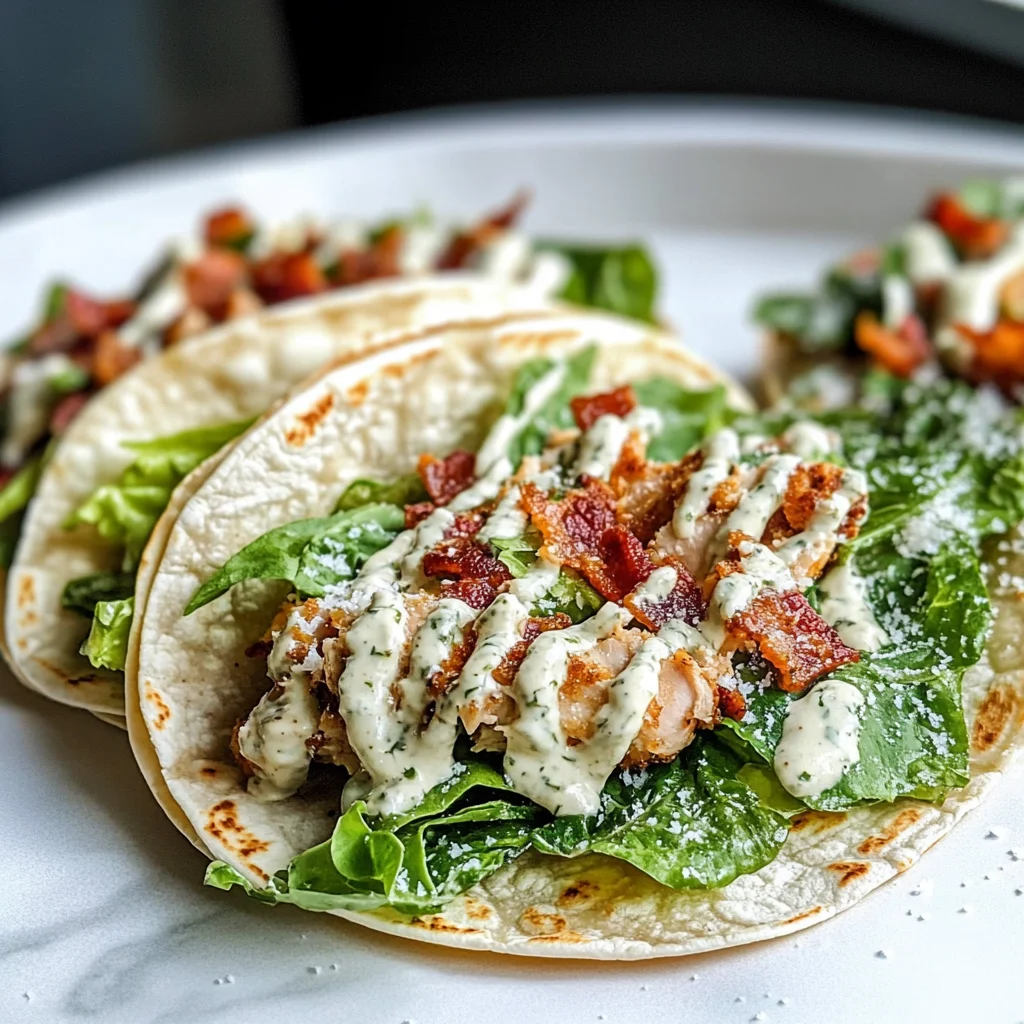 Smash Chicken Caesar Tacos