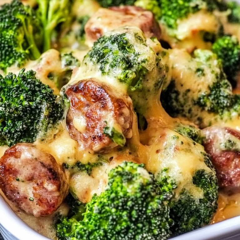 Keto Broccoli and Cauliflower Au Gratin with Sausage
