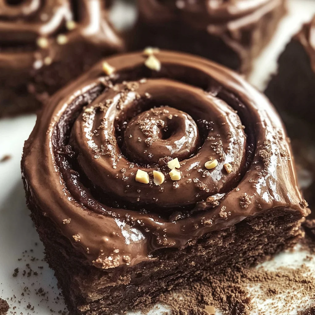 Chocolate Cinnamon Rolls with Hazelnut Icing