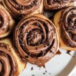 Chocolate cinnamon rolls with chocolate cream cheese frosting