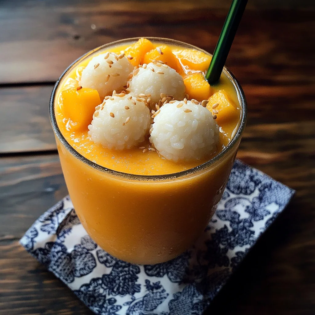Mango Smoothie with Small Sticky Rice Balls