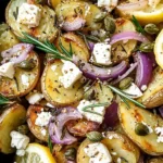 Quick smashed Greek potatoes with feta and rosemary