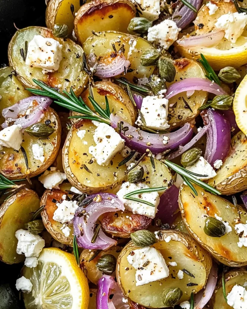 Quick smashed Greek potatoes with feta and rosemary
