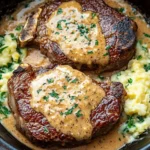 Savory Gaelic Irish Steaks with Whiskey Cream and Colcannon